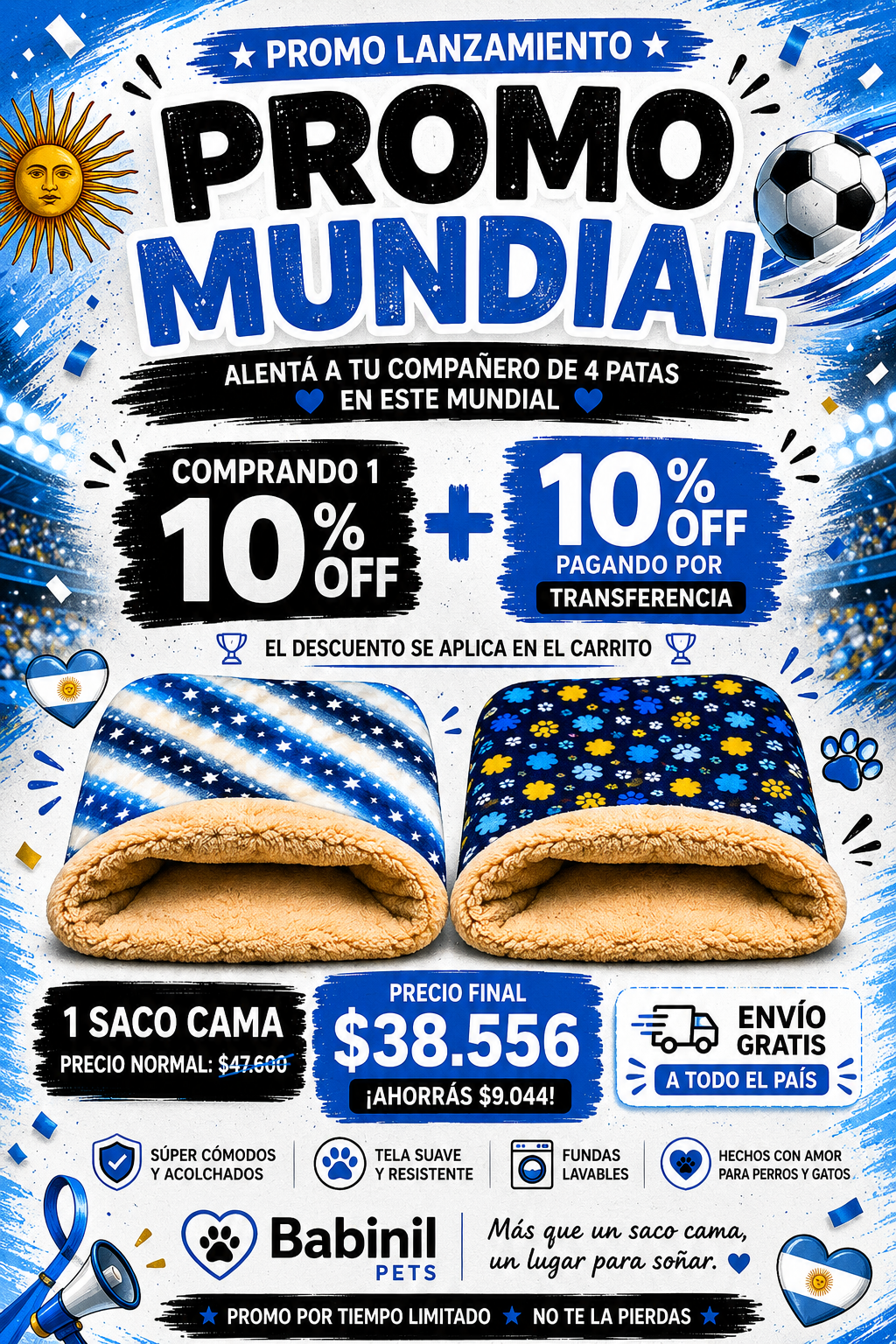 Promo Mundial 1 saco Babinil Pets