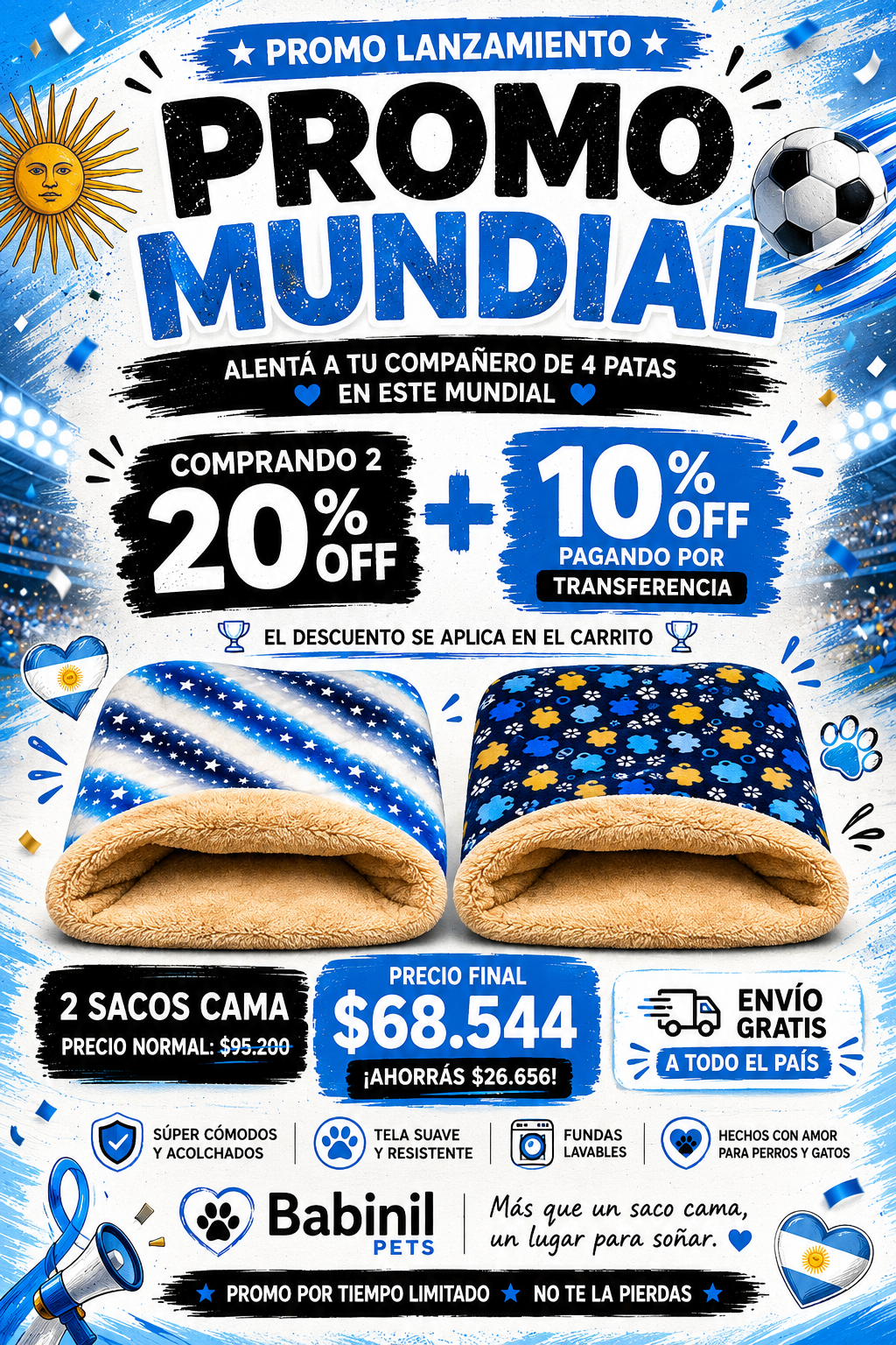 Promo Mundial 2 sacos Babinil Pets